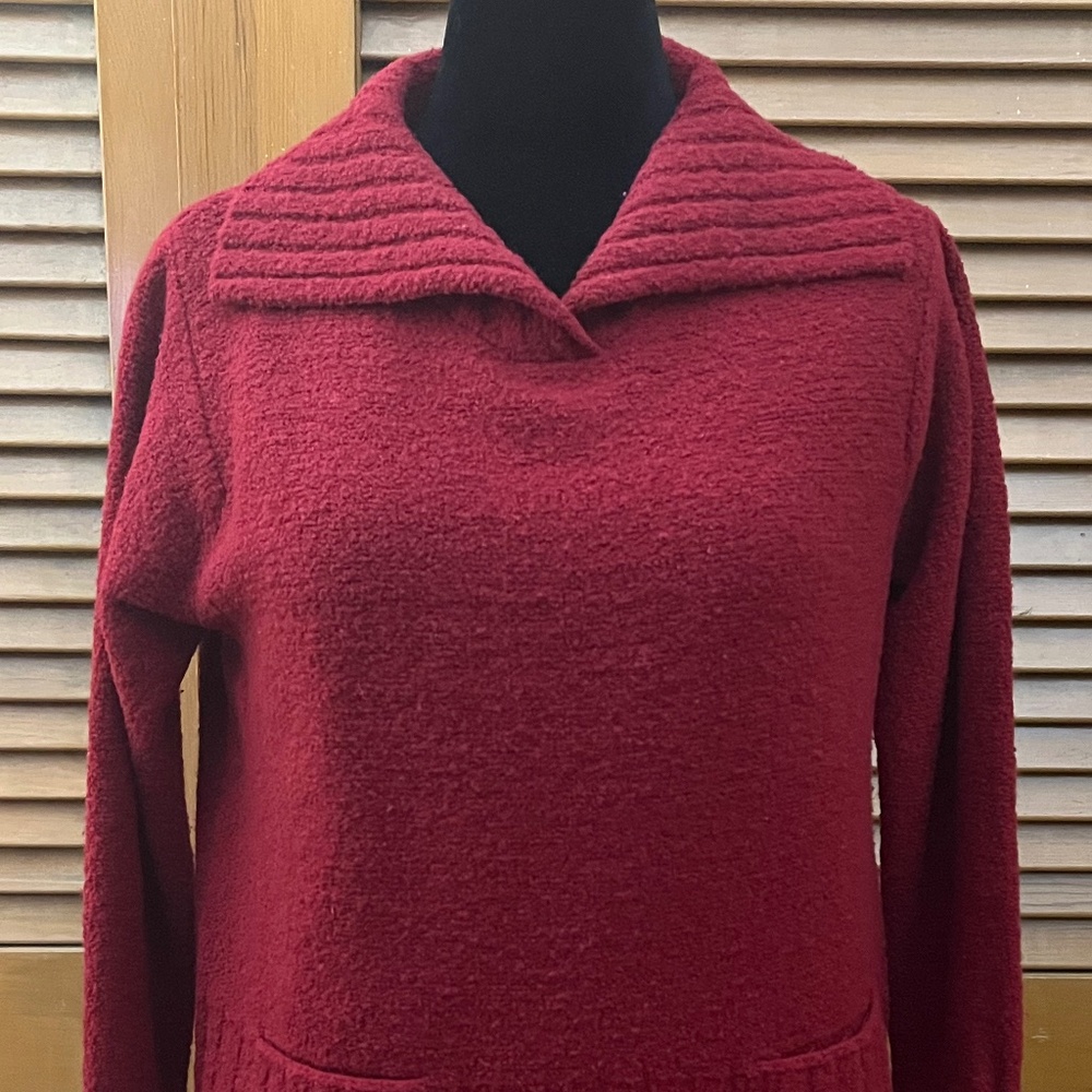 Eileen Fisher Johnny Collar Sweater - Ruby Red - Petite Large